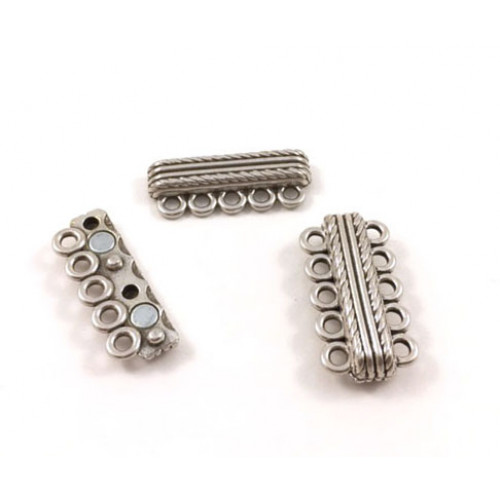 5 ROWS MAGNETIC CLASP ANTIQUE SILVER
